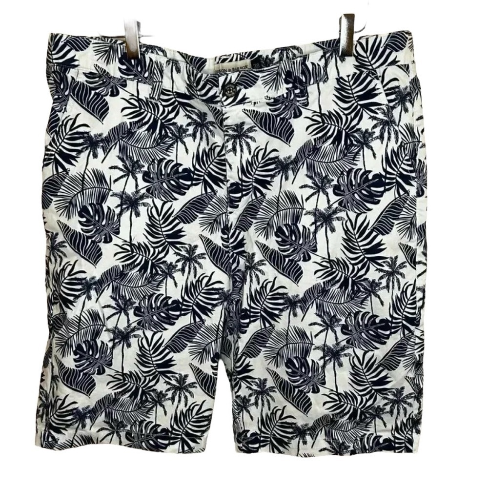 2/$30 Hudson & Barrow Size 38 Men Flat Front Shorts Chinos Tropical Hawaiian